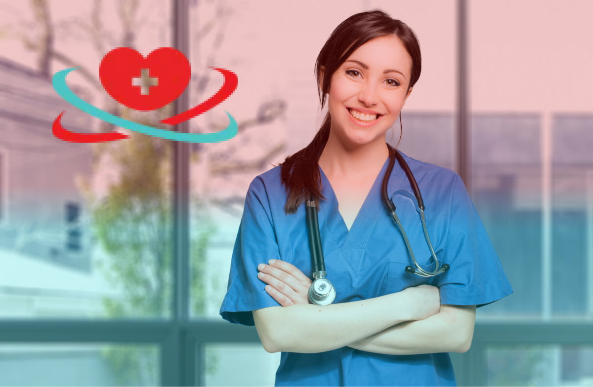 Девушка доктор Девушка доктор стоит в полный рост